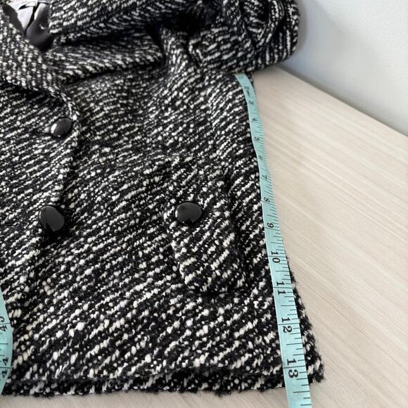 Talbots Double Breasted Tweed Wool Blend Jacket Size 10 Petite Black White - Picture 9 of 9